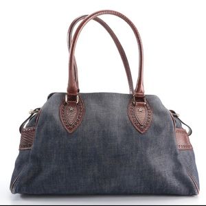 Fendi Denim & Brown Leather Bag Du Jour **Authentic**